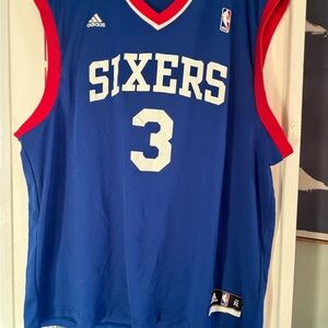 Iverson adidas Blue and Red Sixers #3 Basketball Jersey